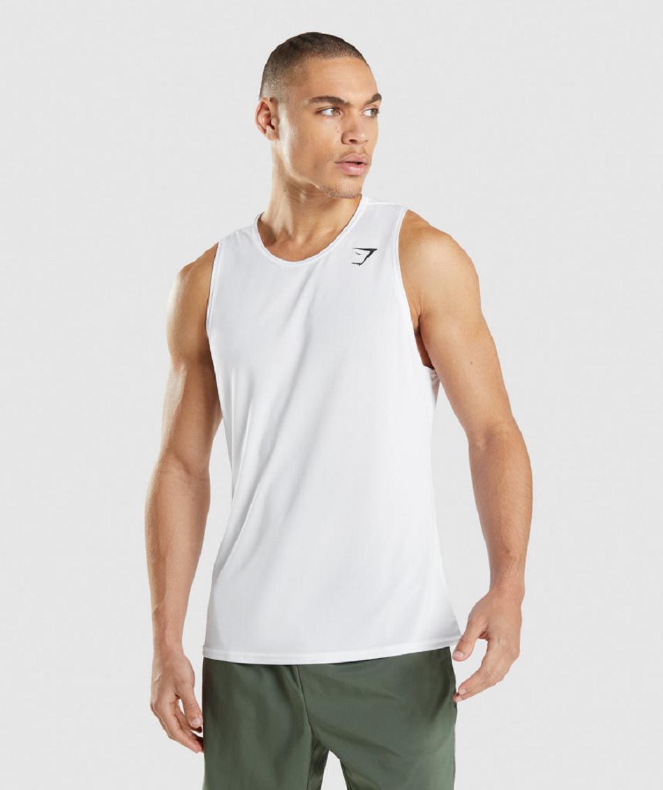 Camiseta Tirantes Gymshark Arrival Hombre Blancas | CO 3170JPQ